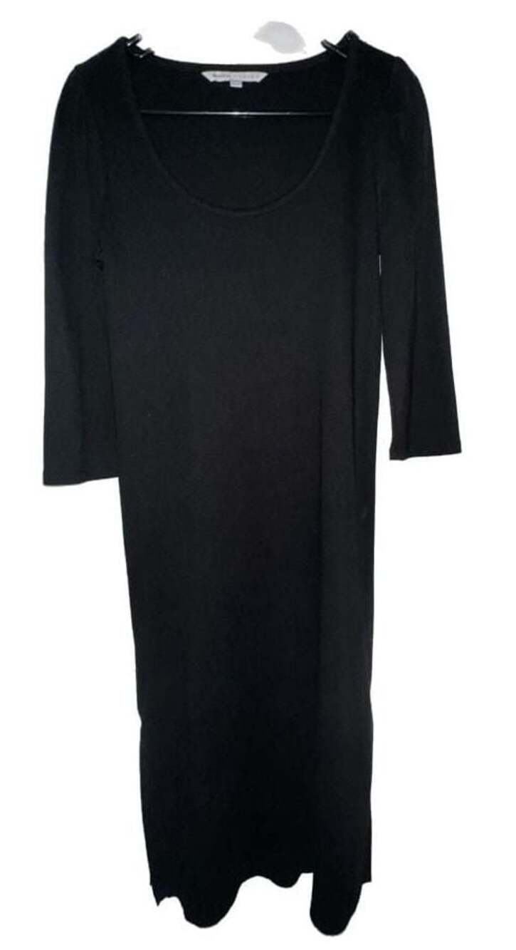 The Nines by HATCH Women's Black Ribbed Long Sleeve Midi Dress
